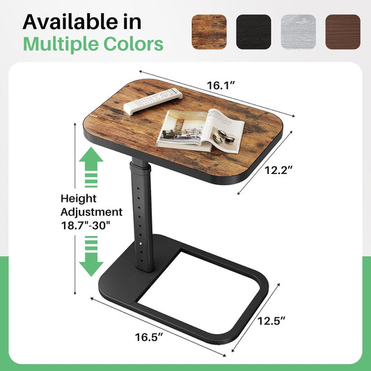 Adjustable Height C-Shaped End Table