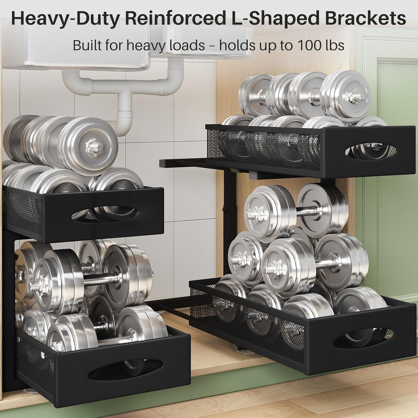 2-Tier Mesh Slide Out Under Sink Organizer & Cabinet Storage