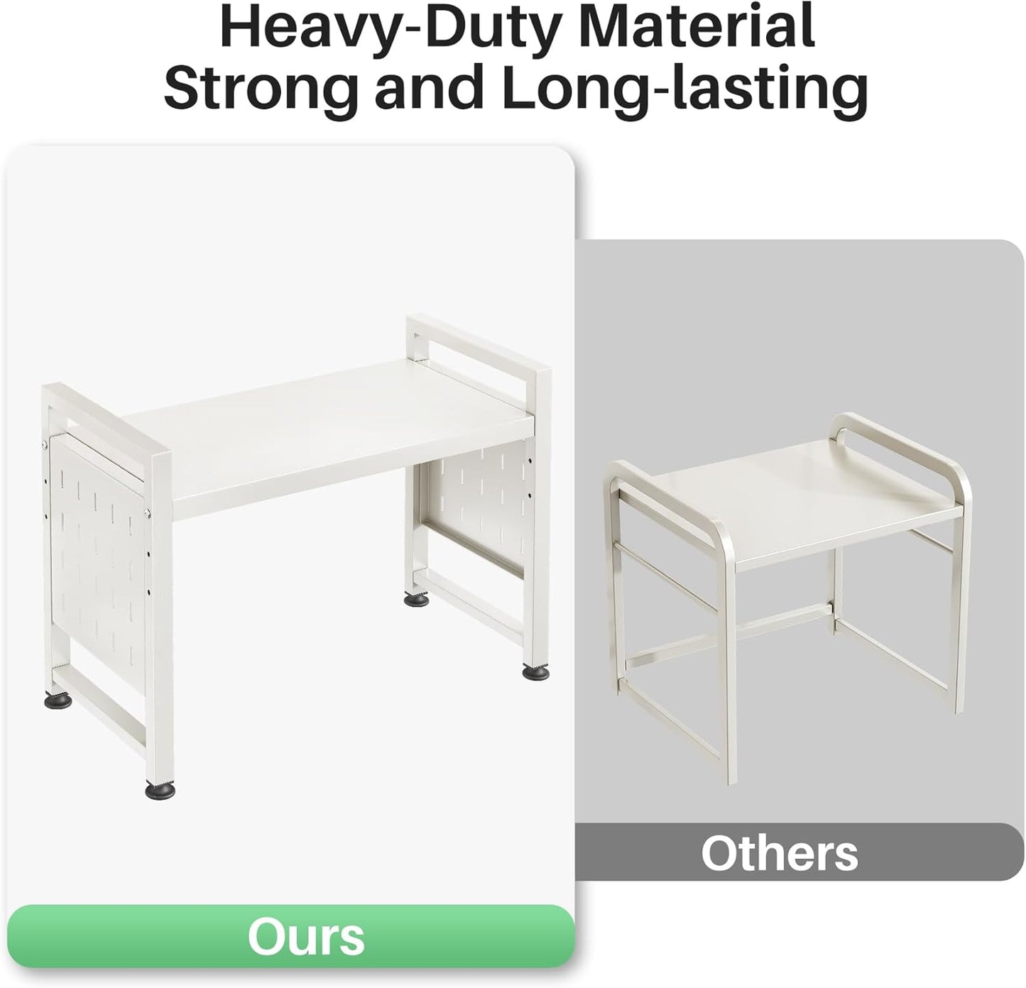 Expandable 2-Tier Microwave Stand & Heavy Duty Countertop Storage Rack