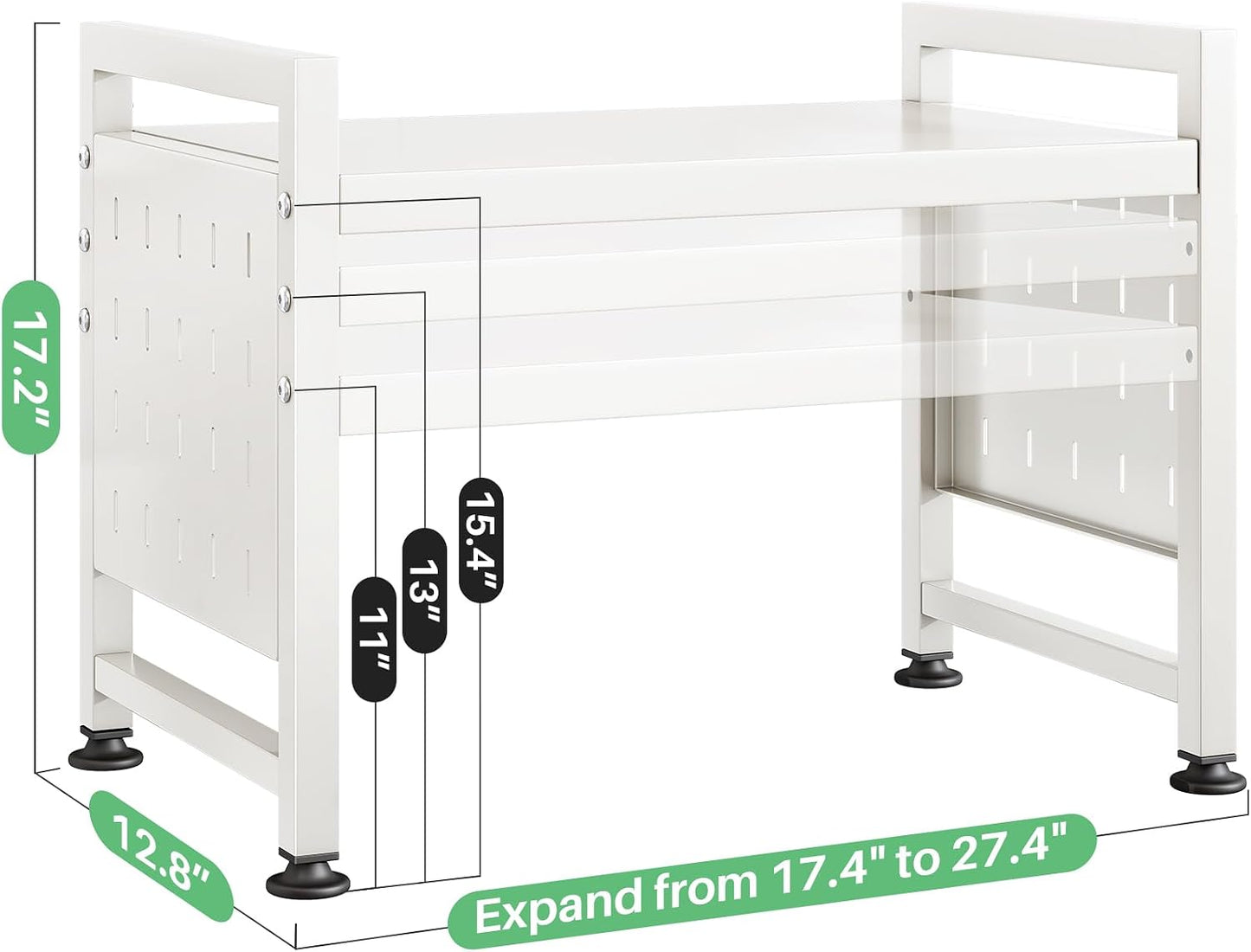 Expandable 2-Tier Microwave Stand & Heavy Duty Countertop Storage Rack