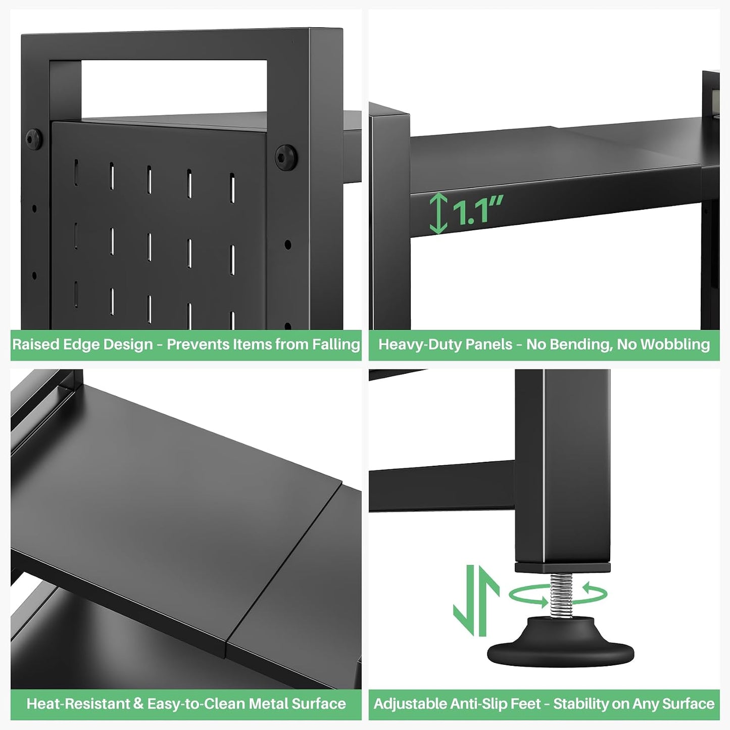 Expandable 2-Tier Microwave Stand & Heavy Duty Countertop Storage Rack