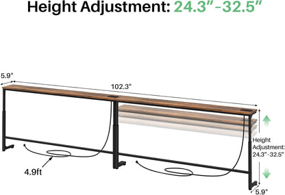 Adjustable Height Behind Couch Table & Narrow Split Console Table