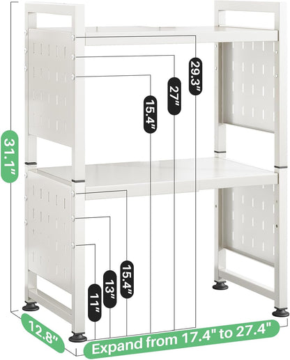 Expandable 2-Tier Microwave Stand & Heavy Duty Countertop Storage Rack