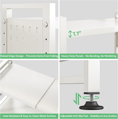 Expandable 2-Tier Microwave Stand & Heavy Duty Countertop Storage Rack