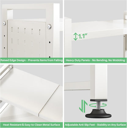Expandable 2-Tier Microwave Stand & Heavy Duty Countertop Storage Rack