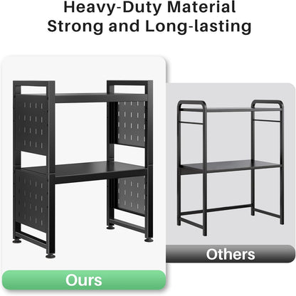 Expandable 2-Tier Microwave Stand & Heavy Duty Countertop Storage Rack