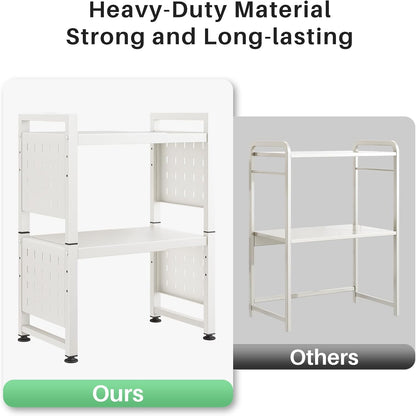 Expandable 2-Tier Microwave Stand & Heavy Duty Countertop Storage Rack