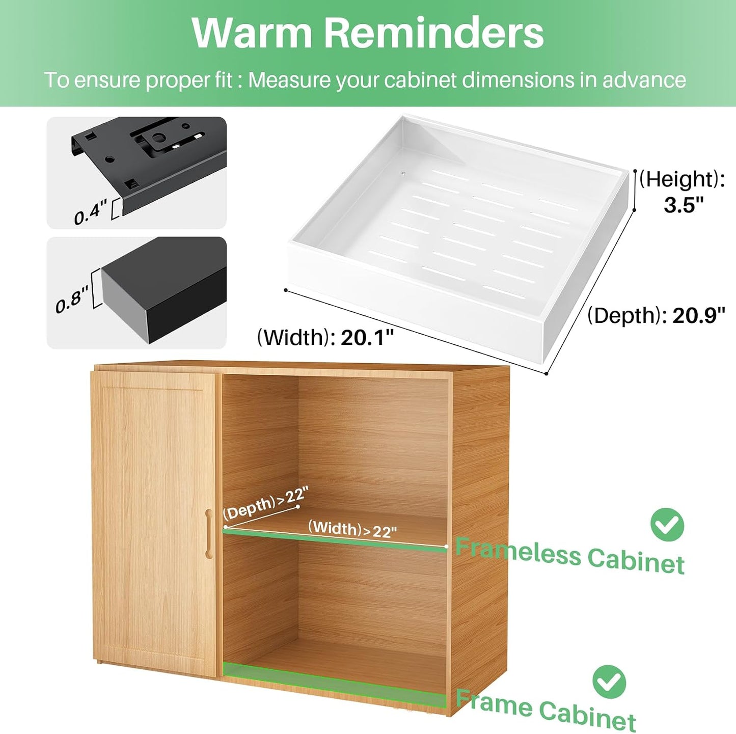 Heavy Duty Full-Extension Slide Out Cabinet Organizer with Nano Adhesive