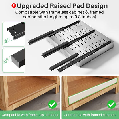 Expandable Stainless Steel Pull Out Cabinet Organizer & Slide Out Drawer