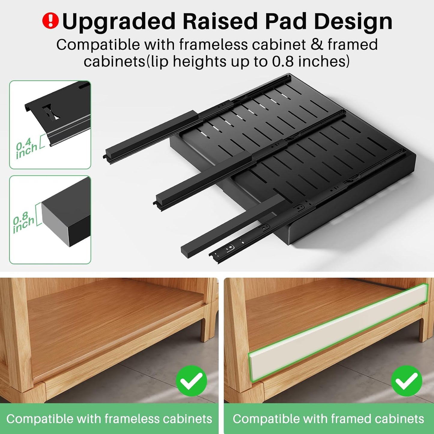 Expandable Stainless Steel Pull Out Cabinet Organizer & Slide Out Drawer