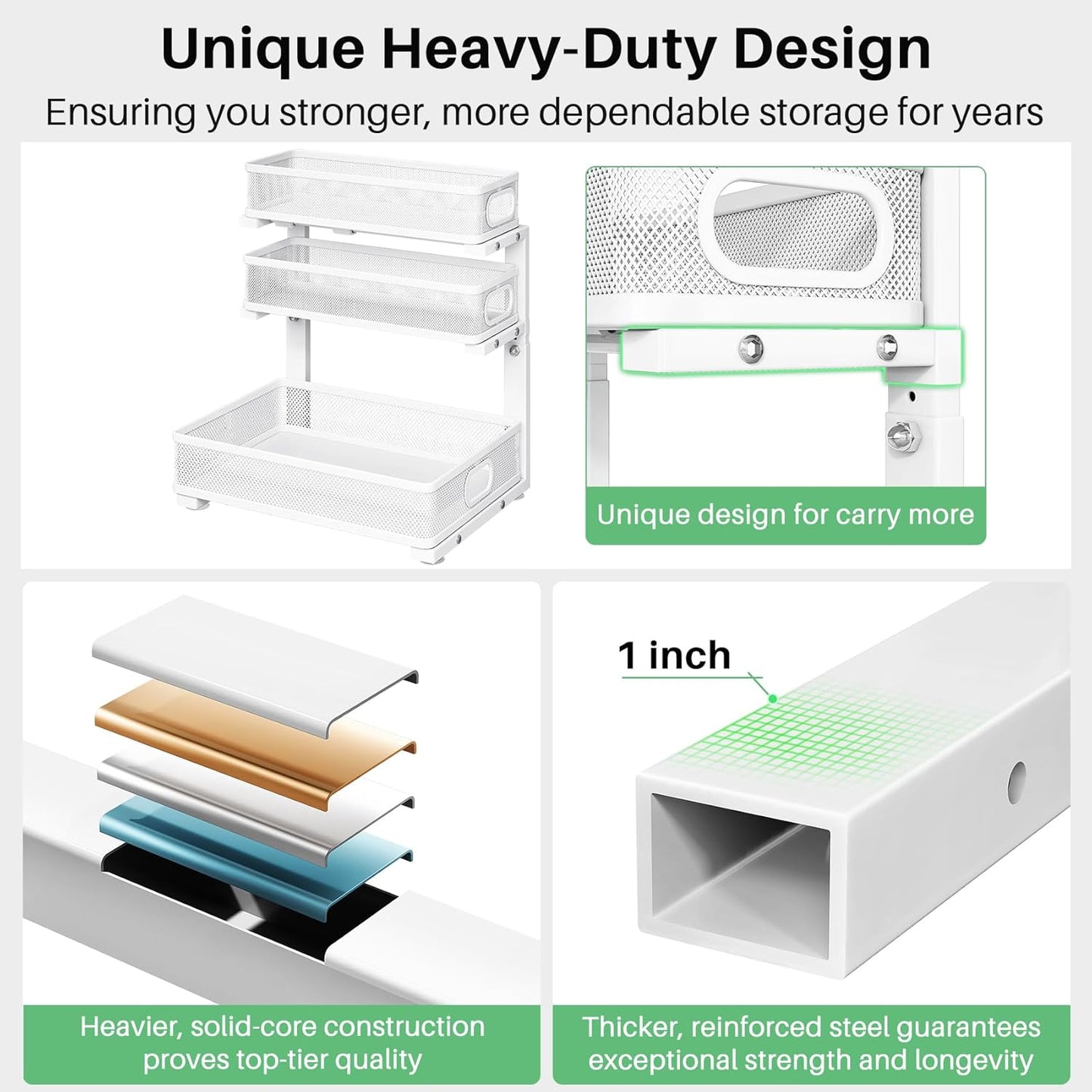 3-Tier Height Adjustable Slide Out Under Sink Organizer & Cabinet Storage