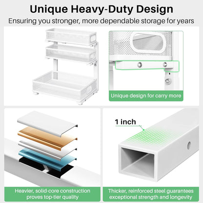 3-Tier Height Adjustable Slide Out Under Sink Organizer & Cabinet Storage