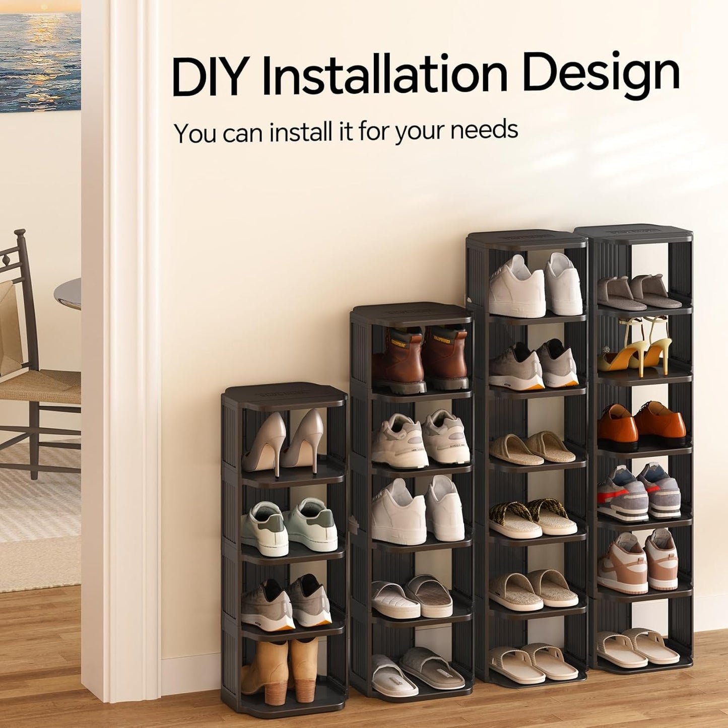 Vertical Stackable Shoe Rack & Narrow Closet Storage Organizer