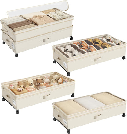 Height-Adjustable Under Bed Storage Containers with Wheels