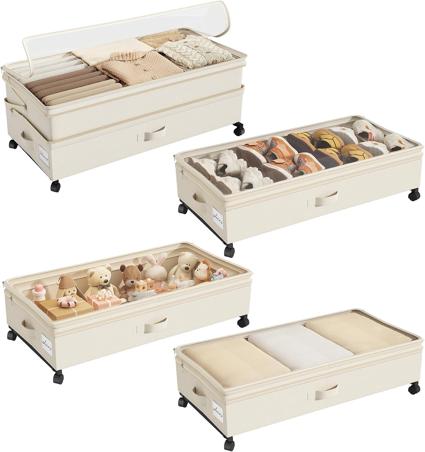 Height-Adjustable Under Bed Storage Containers with Wheels