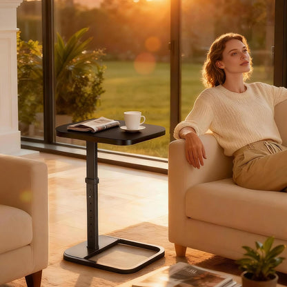 Adjustable Height TV Tray Table & C-Shaped Couch Snack Table