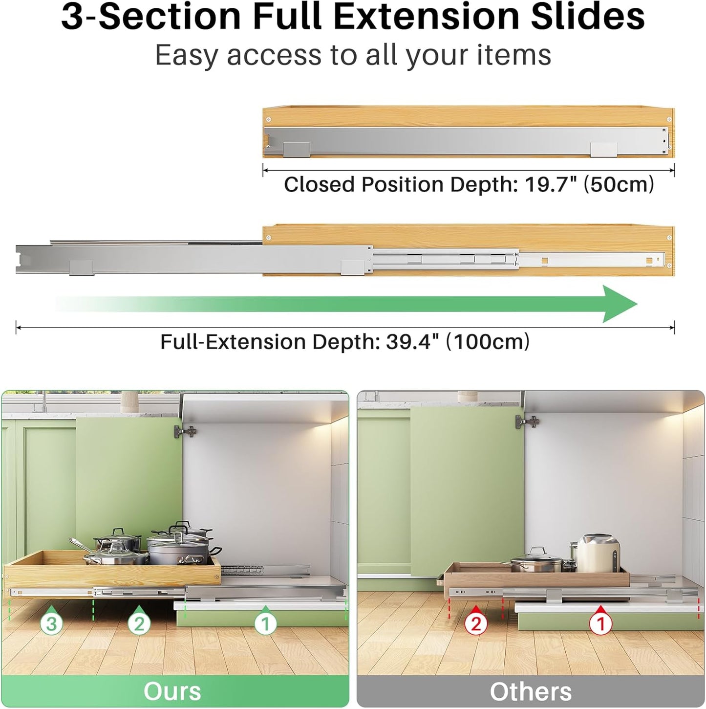 Soft Close Wooden Pull Out Cabinet Organizer for Pots and Pans