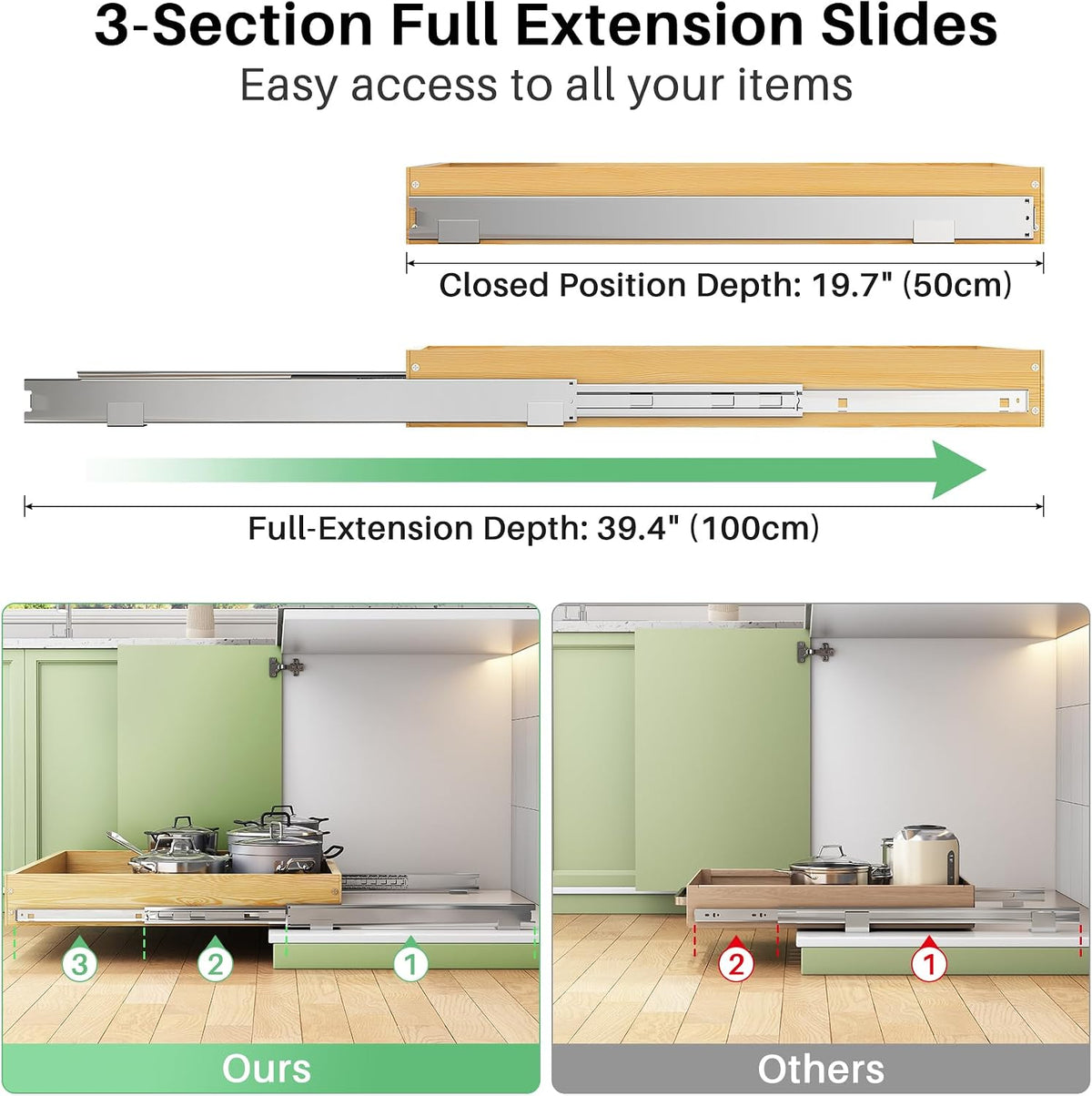 Soft Close Wooden Pull Out Cabinet Organizer for Pots and Pans