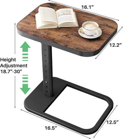Adjustable Height TV Tray Table & C-Shaped Couch Snack Table