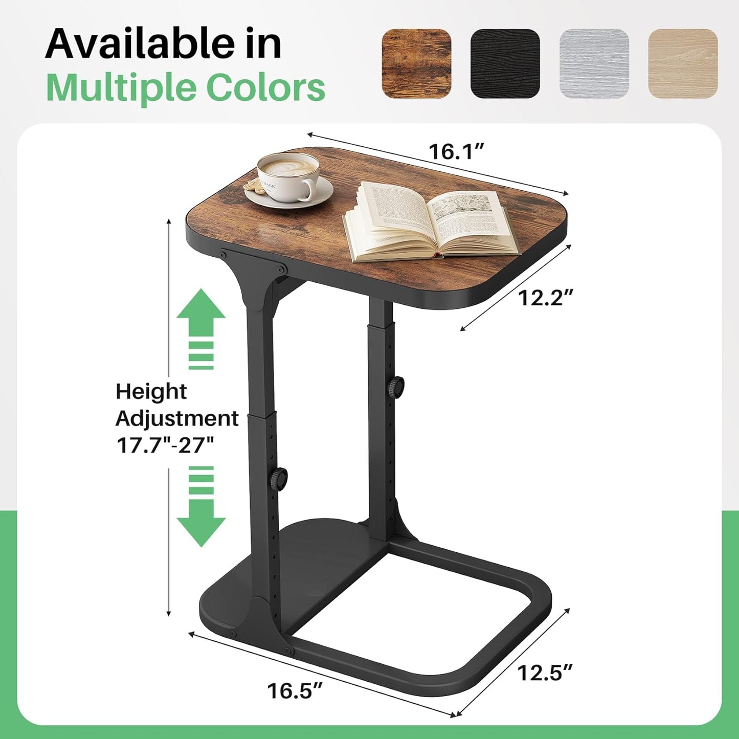 Height Adjustable End Table & Portable TV Tray Desk