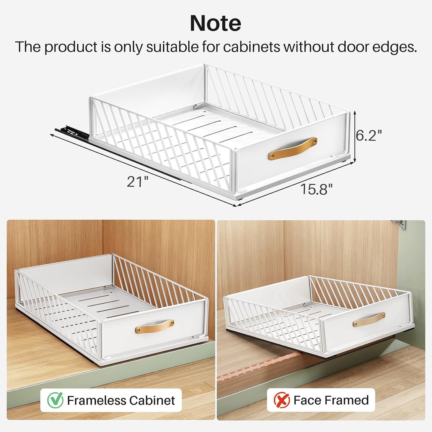 Heavy Duty Sliding Mesh Cabinet Organizer & Pull Out Pantry Drawer