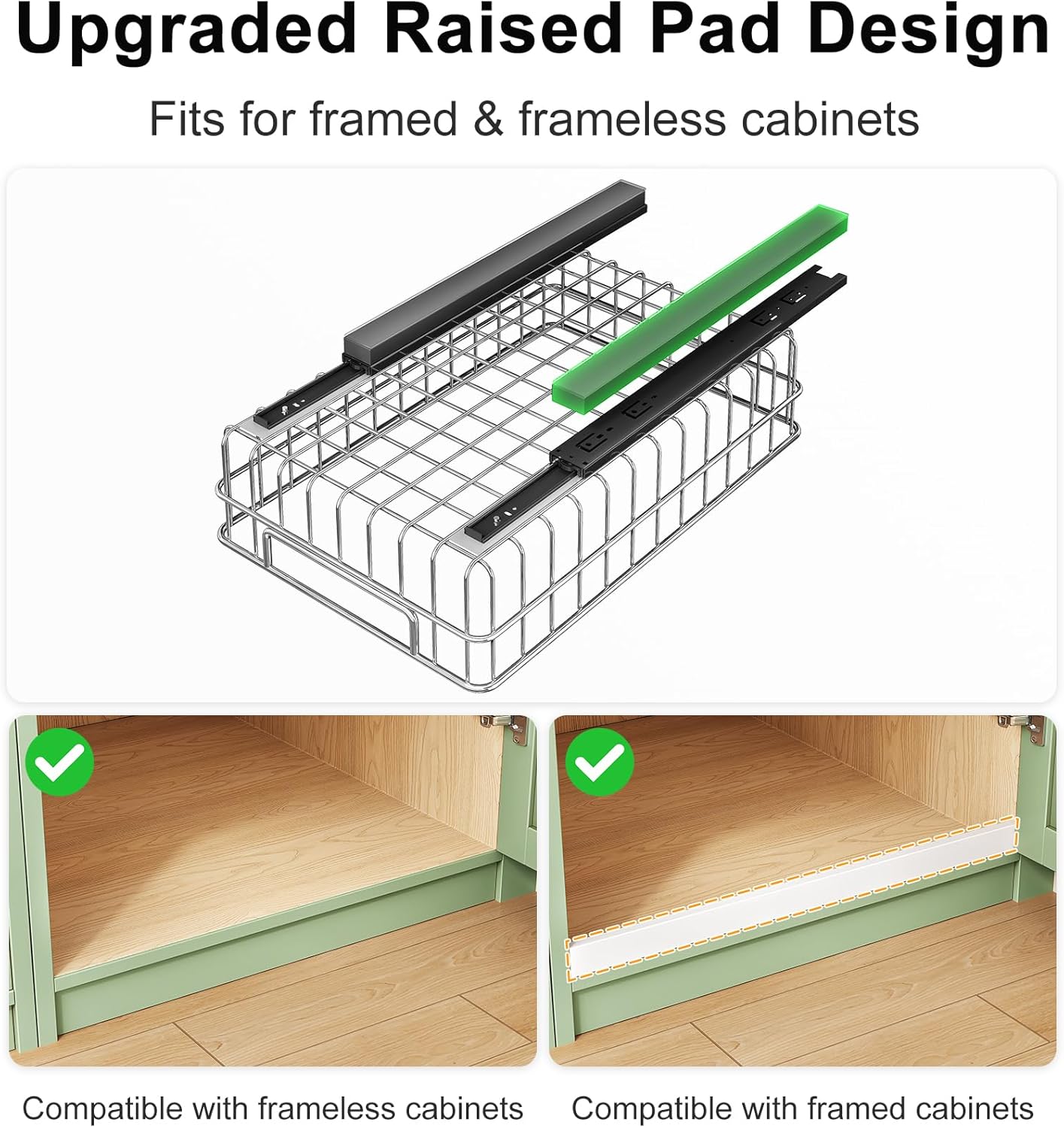Stainless Steel Slide Out Cabinet Organizer with Silent Full-Extension Drawer