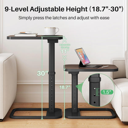 Adjustable Height TV Tray Table & C-Shaped Couch Snack Table