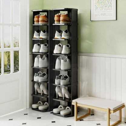 Vertical Stackable Shoe Rack & Narrow Closet Storage Organizer