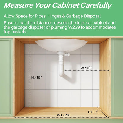 2-Tier L-Shaped Adjustable Height Under Sink Organizer & Cabinet Storage