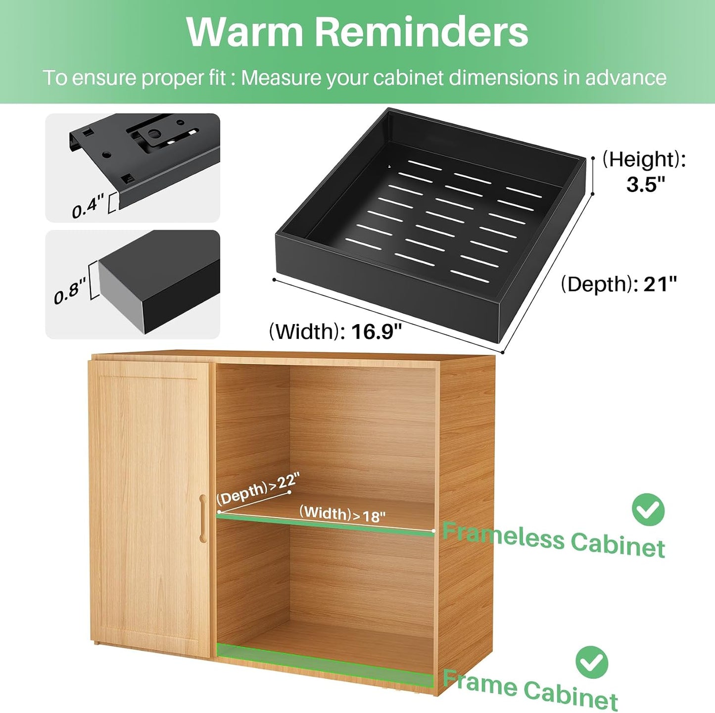 Heavy Duty Full-Extension Slide Out Cabinet Organizer with Nano Adhesive