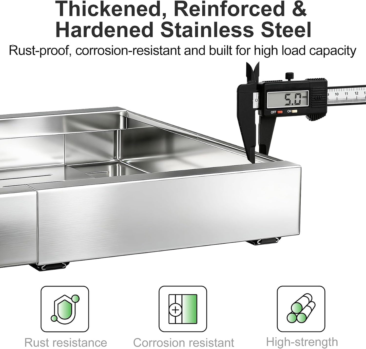 Expandable Stainless Steel Pull Out Cabinet Organizer & Slide Out Drawer