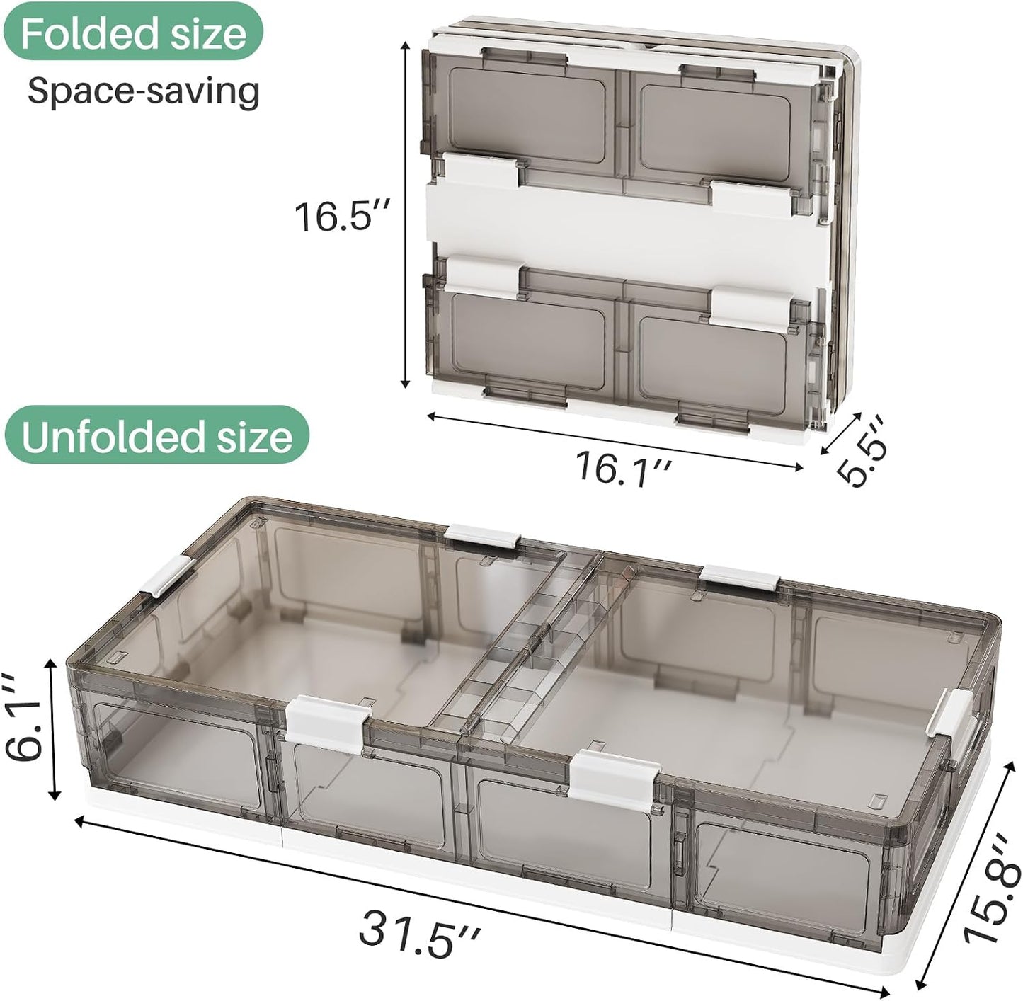 Foldable & Stackable Plastic Under Bed Storage Containers with Wheels