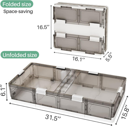 Foldable & Stackable Plastic Under Bed Storage Containers with Wheels