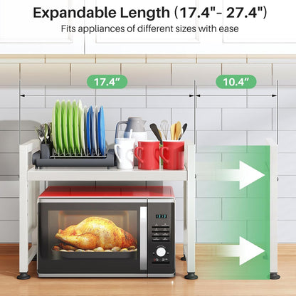 Expandable 2-Tier Microwave Stand & Heavy Duty Countertop Storage Rack