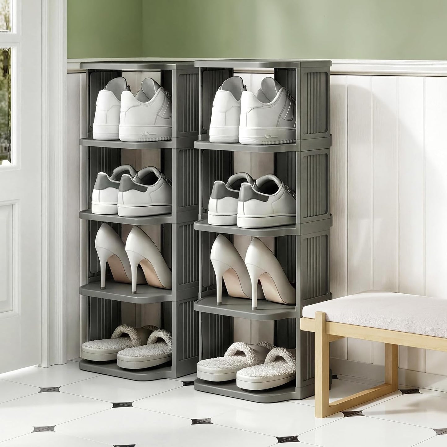 Vertical Stackable Shoe Rack & Narrow Closet Storage Organizer
