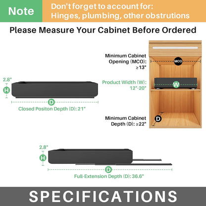 Expandable Stainless Steel Pull Out Cabinet Organizer & Slide Out Drawer