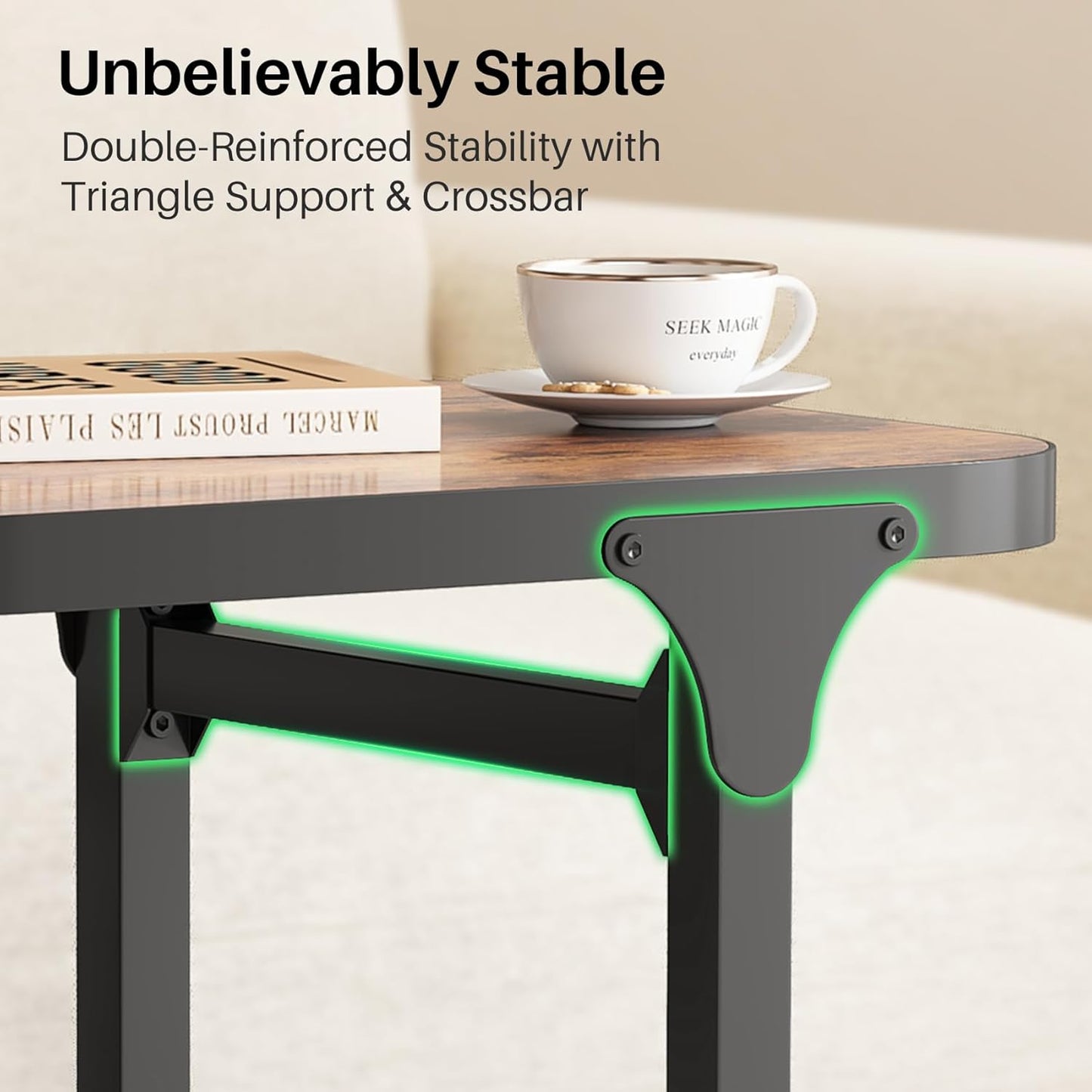Height Adjustable End Table & Portable TV Tray Desk