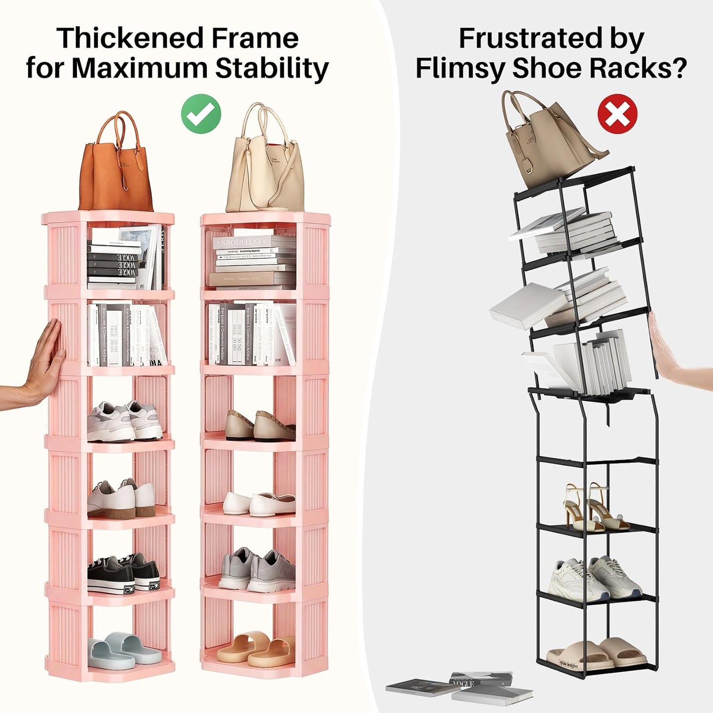 Vertical Stackable Shoe Rack & Narrow Closet Storage Organizer