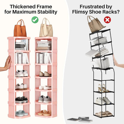 Vertical Stackable Shoe Rack & Narrow Closet Storage Organizer