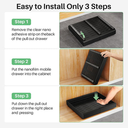 Expandable Stainless Steel Pull Out Cabinet Organizer & Slide Out Drawer