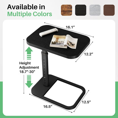 Adjustable Height C-Shaped End Table & Sliding TV Tray Couch Table