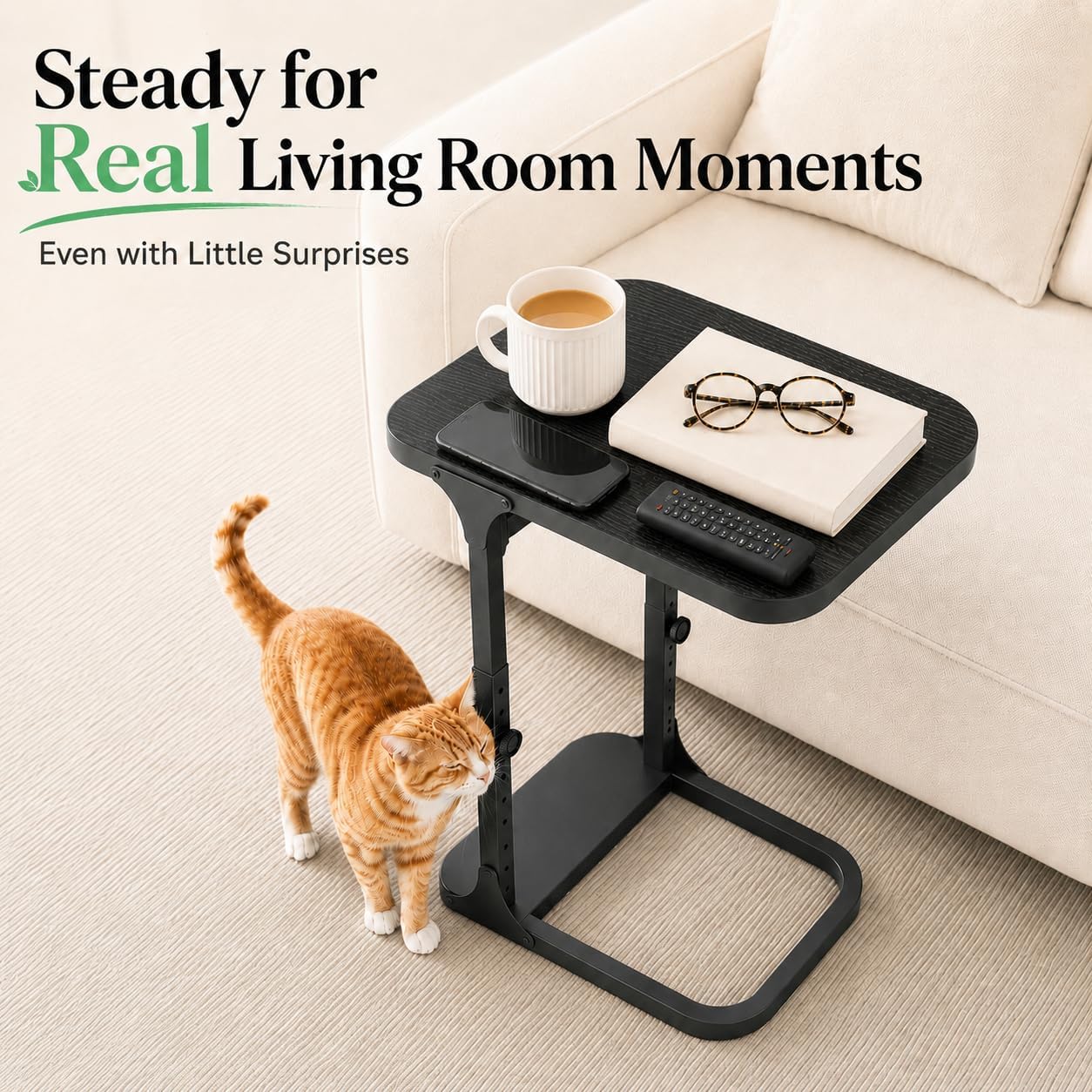 Height Adjustable End Table & Portable TV Tray Desk