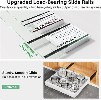 Expandable Stainless Steel Pull Out Cabinet Organizer & Slide Out Drawer