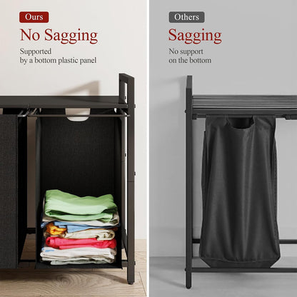 Laundry Hamper Organizer with Storage Shelf & Pull Out Bags