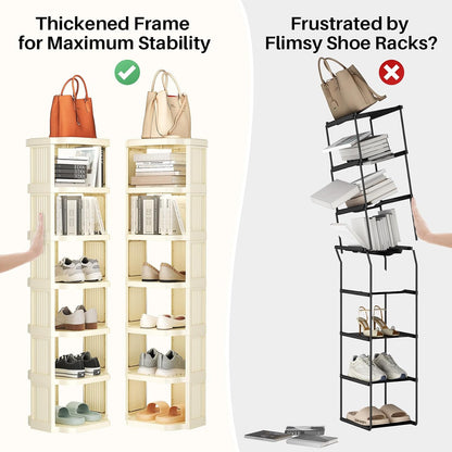 Vertical Stackable Shoe Rack & Narrow Closet Storage Organizer