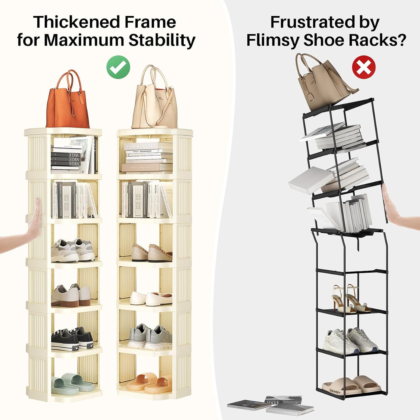 Vertical Stackable Shoe Rack & Narrow Closet Storage Organizer