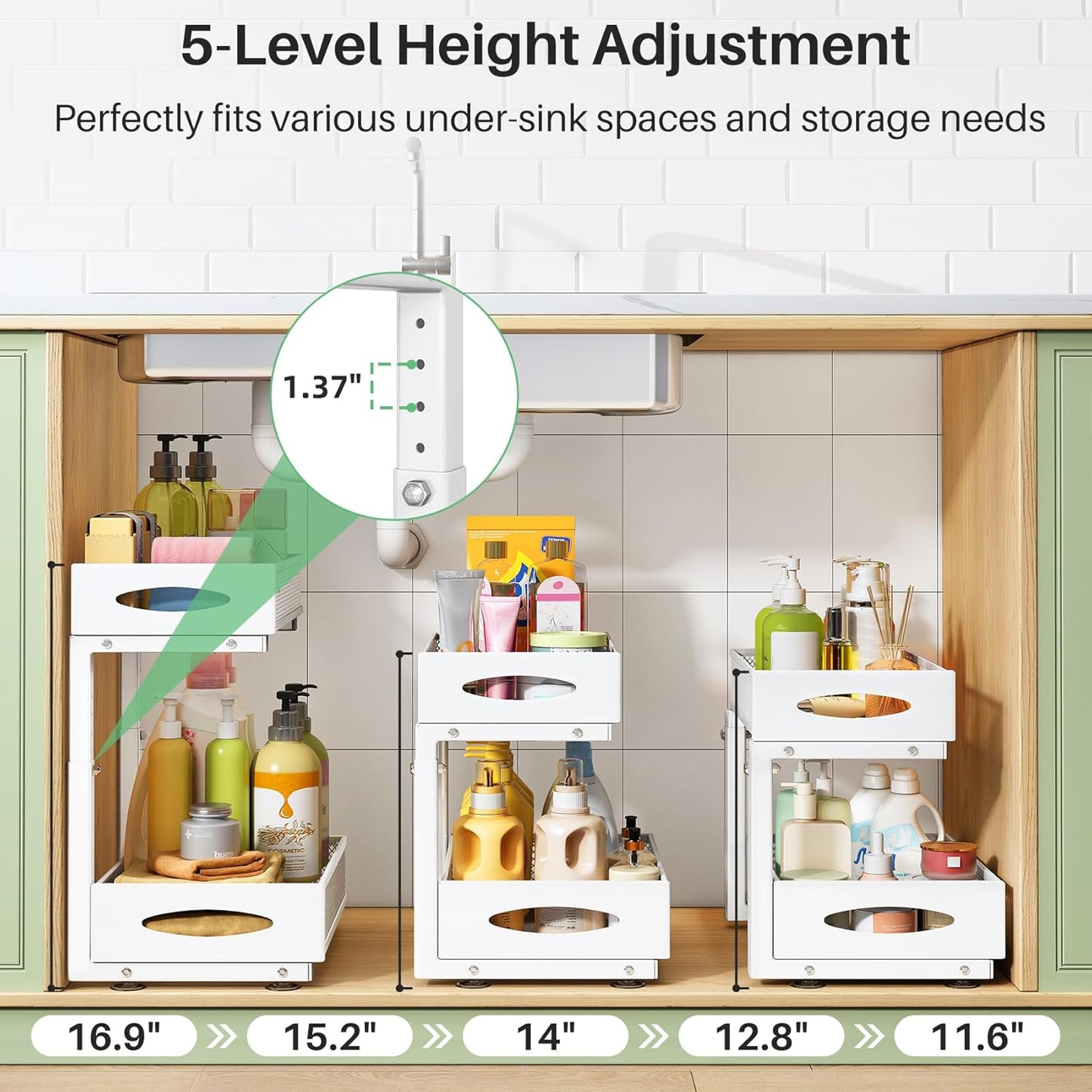 2-Tier Mesh Slide Out Under Sink Organizer & Cabinet Storage