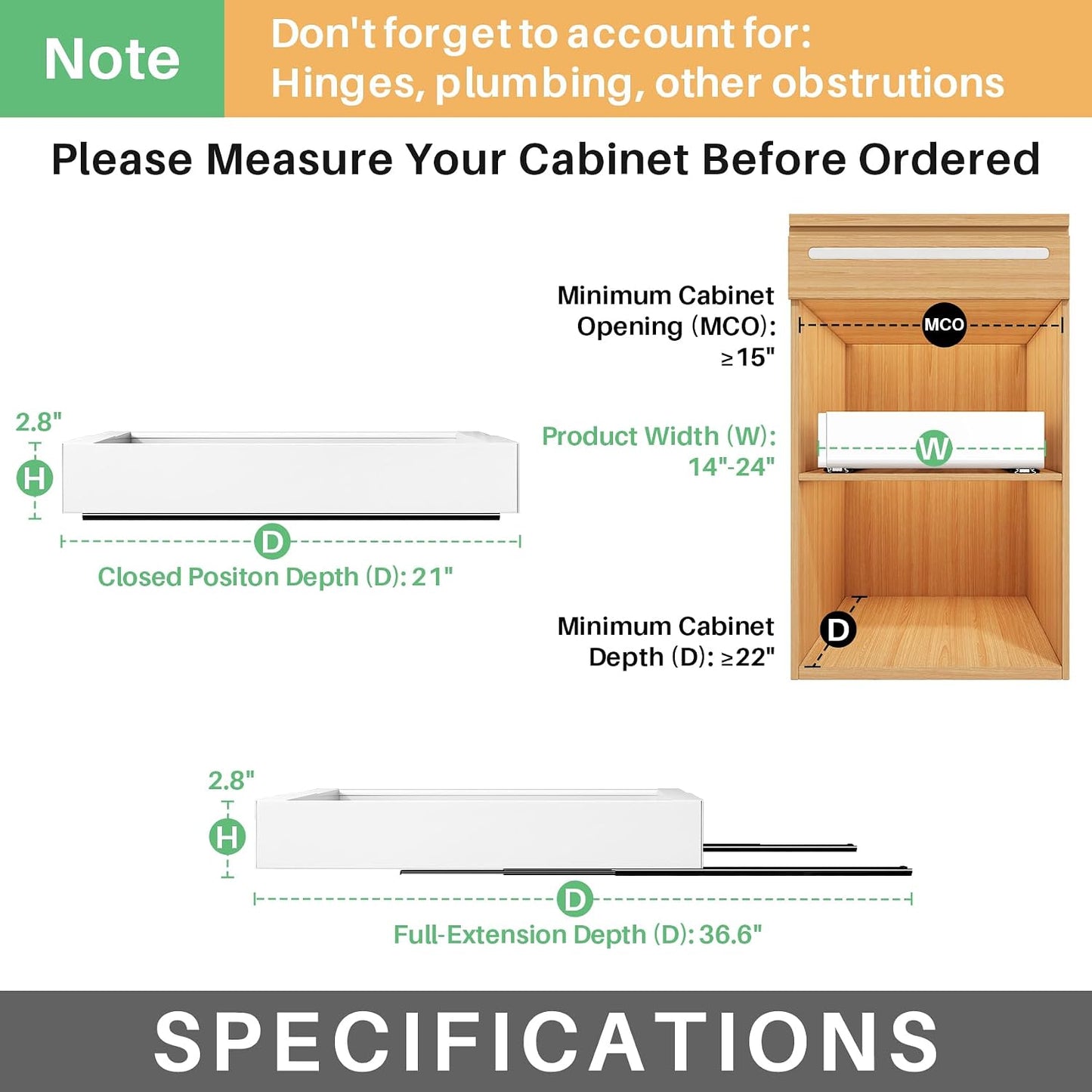 Expandable Stainless Steel Pull Out Cabinet Organizer & Slide Out Drawer