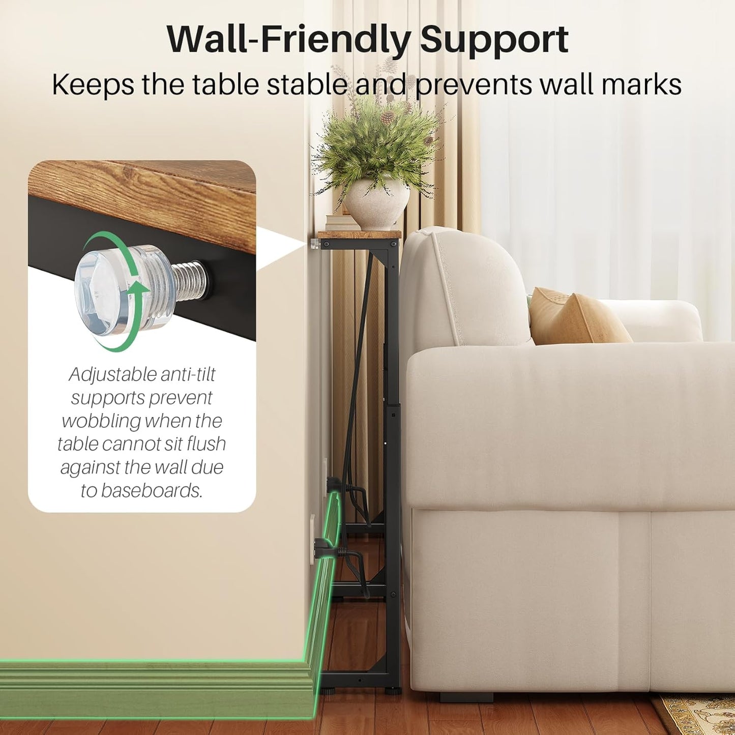 Adjustable Height Behind Couch Table & Narrow Split Console Table