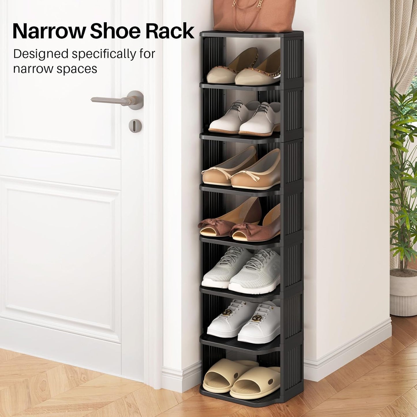 Vertical Stackable Shoe Rack & Narrow Closet Storage Organizer